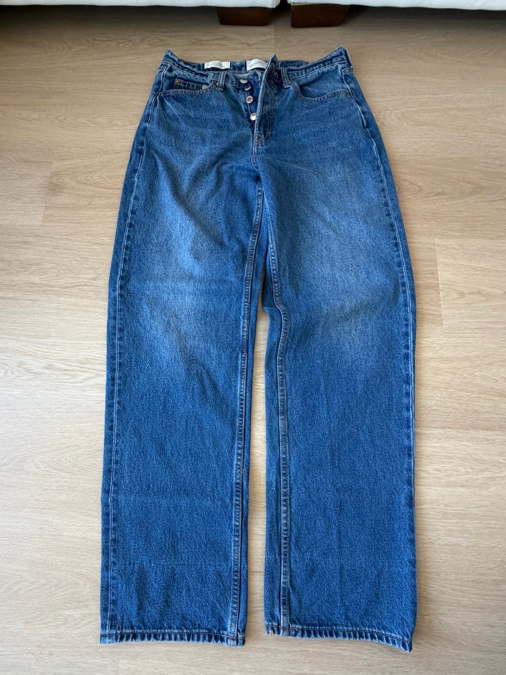 Universal Thread Wide Leg Flare Jeans in Dark Blue Denim